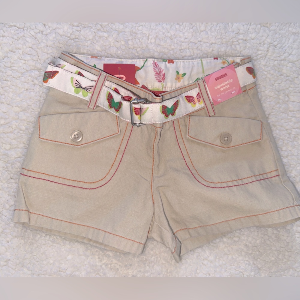 NWT GYMBOREE SIZE 3 3T toddler girl TROPICAL PARADISE tan butterfly belt shorts